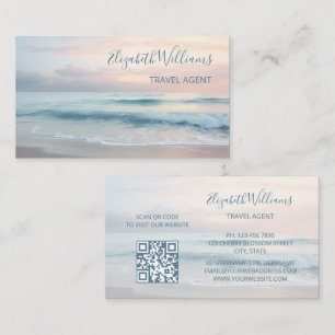 Carte De Visite Couleurs pastel océaniques Code QR