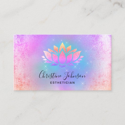 Carte De Visite couleurs pastel turquoise lotus arrière - plan (Devant)