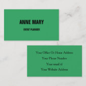 Carte De Visite Couleurs sur mesure Mariage couleur couleur verte  (Devant / Derrière)