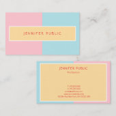 Carte De Visite Couleurs tendance rose Jaune Bleu Élégant Moderne (Devant / Derrière)
