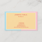 Carte De Visite Couleurs tendance rose Jaune Bleu Élégant Moderne (Dos)