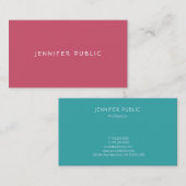 Carte De Visite Couleurs tendance Rouge Vert Élégant Moderne Minim (Devant / Derrière)