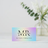 Carte De Visite Couleurs Vives Dégradé Ombré Monogramme & Code QR (Debout devant)