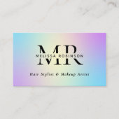 Carte De Visite Couleurs Vives Dégradé Ombré Monogramme & Code QR (Devant)