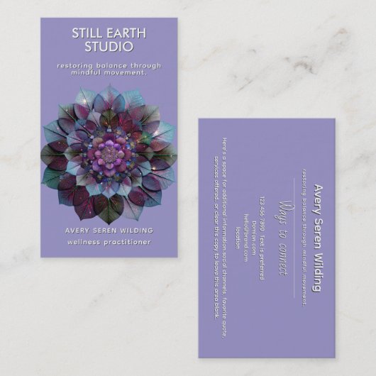 Carte De Visite Council of Leaves | Mandala Art P&B (Devant / Derrière)