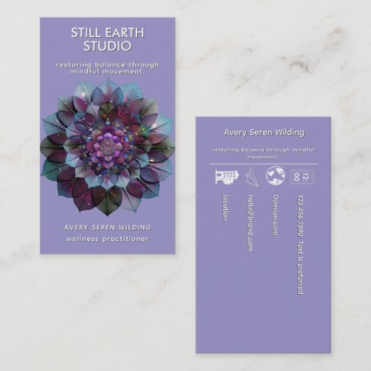 Carte De Visite Council of Leaves | Mandala Art P&B (Devant / Derrière)