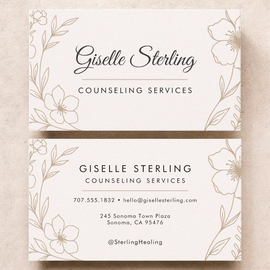 Carte De Visite Counseling Services Botanical Floral 