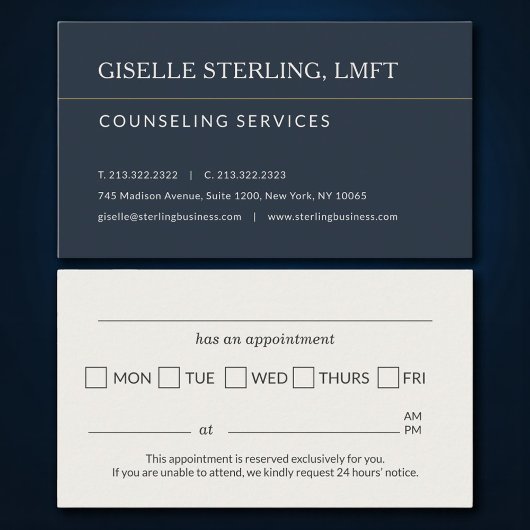 Carte De Visite Counseling Services Office Appointment Reminder