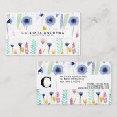 Carte De Visite Country Cute Fleur sauvage Aquarelle Art (Devant / Derrière)