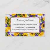 Carte De Visite Country Rustic White Wood Purple Yellow Sunflower (Dos)