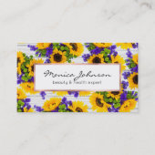 Carte De Visite Country Rustic White Wood Purple Yellow Sunflower (Devant)