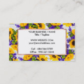 Carte De Visite Country Rustic White Wood Purple Yellow Sunflower (Dos)