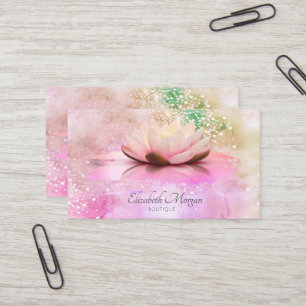 Carte De Visite Coup de pinceau de lotus diamants rose holographiq