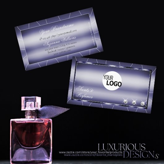 Carte De Visite Coup d'oeil bleu moderne avec diamants et logo