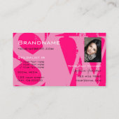 Carte De Visite Coup d'oeil rose noir avec Monogramme photo modern (Dos)