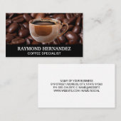 Carte De Visite Coupe Brown de café | Fèves de café (Devant / Derrière)
