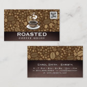 Carte De Visite Coupe de café à la vapeur | Code QR | Haricots (Devant / Derrière)