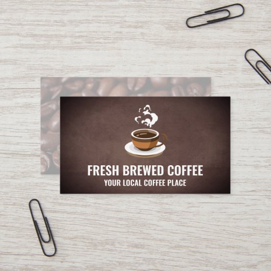 Carte De Visite Coupe de café fraîche brassée (Devant/Arrière en situation)