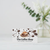 Carte De Visite Coupe de café fraîche brassée | Fèves de café (Debout devant)