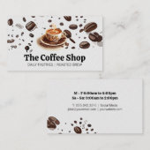 Carte De Visite Coupe de café fraîche brassée | Fèves de café (Devant / Derrière)
