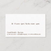 Carte De Visite Coupe de café | Haricots à café (Dos)