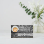 Carte De Visite Coupe de café sur table en bois (Debout devant)