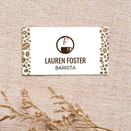 Carte De Visite Coupe de café vapeur | Haricots à café