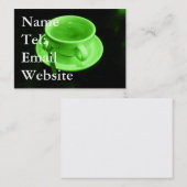 Carte De Visite Coupe de café vert sur une table noire (Devant / Derrière)