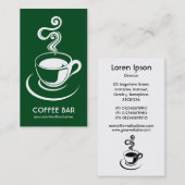 Carte De Visite Coupe de café vertical - blanc et vert foncé 02481 (Devant / Derrière)