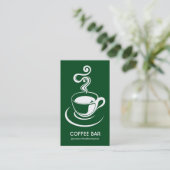 Carte De Visite Coupe de café vertical - blanc et vert foncé 02481 (Debout devant)