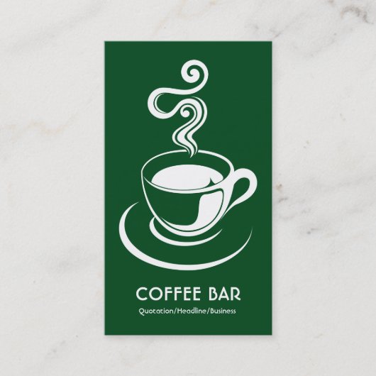 Carte De Visite Coupe de café vertical - blanc et vert foncé 02481 (Devant)