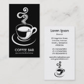 Carte De Visite Coupe de café vertical - blanc sur noir (Devant / Derrière)