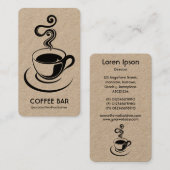 Carte De Visite Coupe de café Vertical - Noir sur Blanc (Or) (Devant / Derrière)