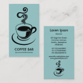 Carte De Visite Coupe de café Vertical - Noir sur le bleu Lt Vert (Devant / Derrière)