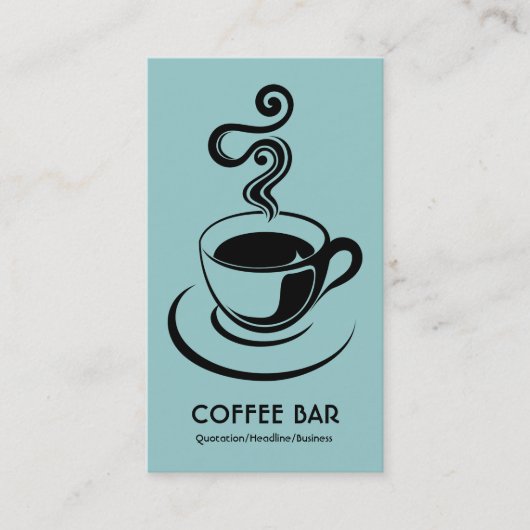 Carte De Visite Coupe de café Vertical - Noir sur le bleu Lt Vert (Devant)