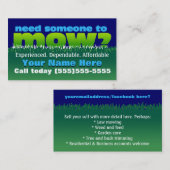 Carte De Visite Coupe de la pelouse Mowing.Grass. Promotionnel (Devant / Derrière)