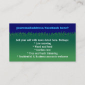 Carte De Visite Coupe de la pelouse Mowing.Grass. Promotionnel (Dos)