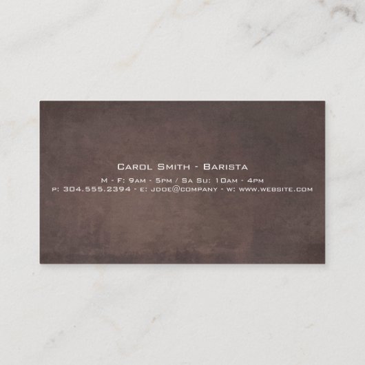 Carte De Visite Coupe du café | Code QR (Dos)