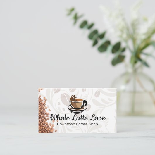 Carte De Visite Coupe Stylisée de Java | Haricots à café (Debout devant)