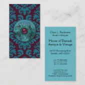 Carte De Visite Coupez le velours, le MÉDAILLON dans le BLEU (Devant / Derrière)