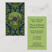 Carte De Visite Coupez le velours, le MÉDAILLON en VERT et le BLEU (Devant / Derrière)