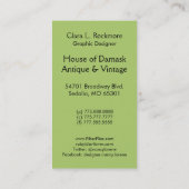 Carte De Visite Coupez le velours, le MÉDAILLON en VERT et le BLEU (Dos)