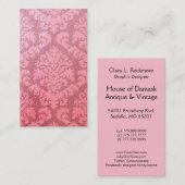 Carte De Visite Coupez le velours, SATIN DE RELIEF dans le ROSE (Devant / Derrière)
