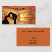 Carte De Visite Couple de silhouette romantique embrassant le couc (Devant / Derrière)