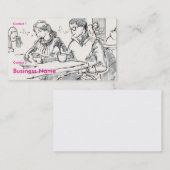 Carte De Visite Couple en dessin de café (Devant / Derrière)