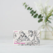 Carte De Visite Couple en dessin de café (Debout devant)