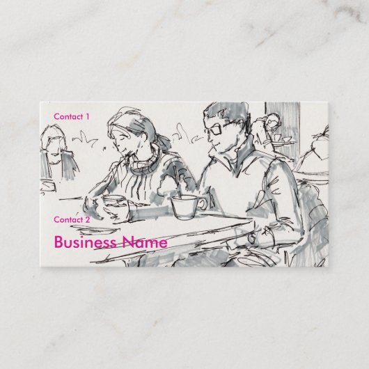 Carte De Visite Couple en dessin de café (Devant)