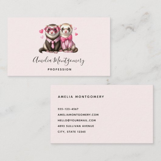 Carte De Visite Couple mignon en amour (Devant / Derrière)