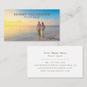 Carte De Visite Couple romantique sur la plage, agent de voyage (Devant / Derrière)