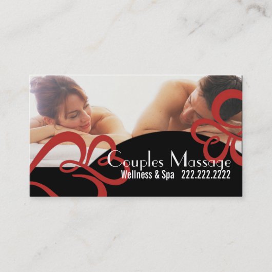 Carte De Visite Couples Massage Spa Thérapiste Clinique Bien-être (Devant)